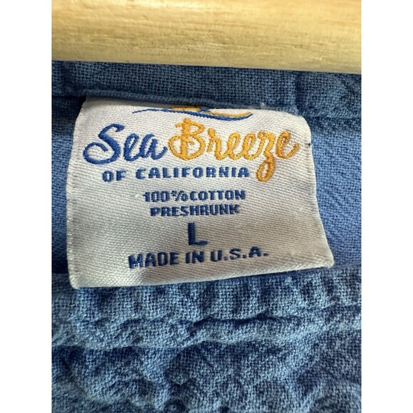 Sea Breeze 100% Cotton Drapey Top Swim Cover Up Blue Size Large Beach Tunic EUC - Picture 3 of 7
